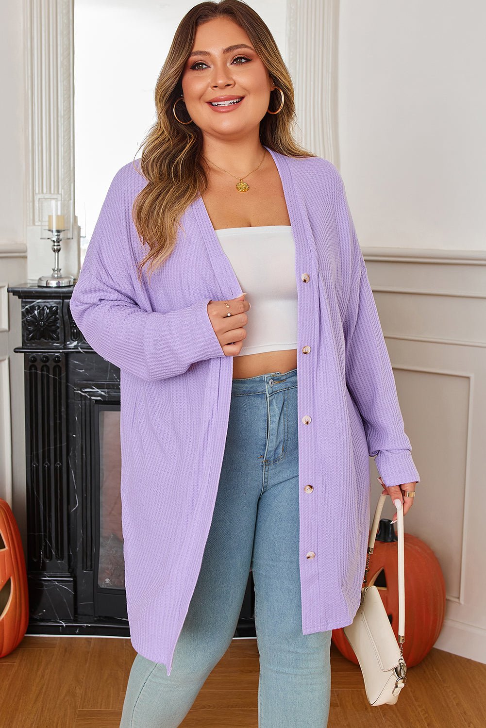 Rosie Waffle Knit Front PLUS Cardigan - Hello Beautiful BoutiquePlus Size Sweaters & CardigansThreaded Pear