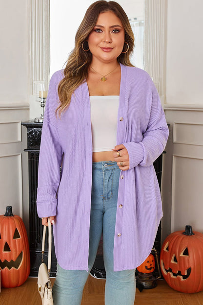 Rosie Waffle Knit Front PLUS Cardigan - Hello Beautiful BoutiquePlus Size Sweaters & CardigansThreaded Pear