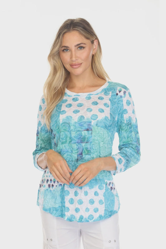 Round Neck Aqua Rain Top GA16717 - Hello Beautiful BoutiqueTopCarine