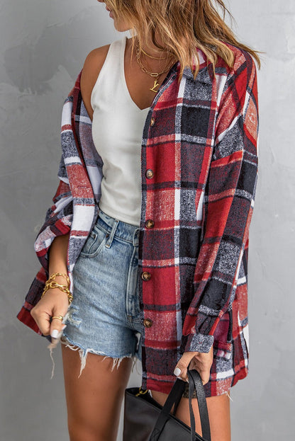 Rowan Fiery Plaid Print Shirt - Hello Beautiful BoutiquePlaid ShacketsThreaded Pear