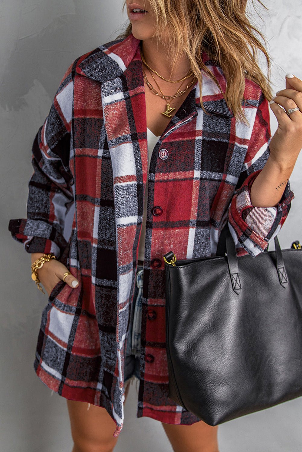 Rowan Fiery Plaid Print Shirt - Hello Beautiful BoutiquePlaid ShacketsThreaded Pear