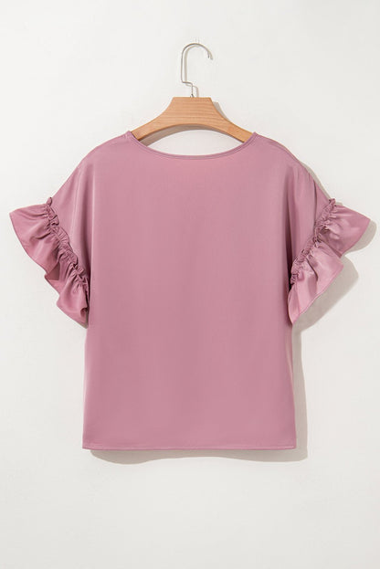 Ruth Satin Ruffle Sleeve Top - Hello Beautiful BoutiqueTops & TeesThreaded Pear