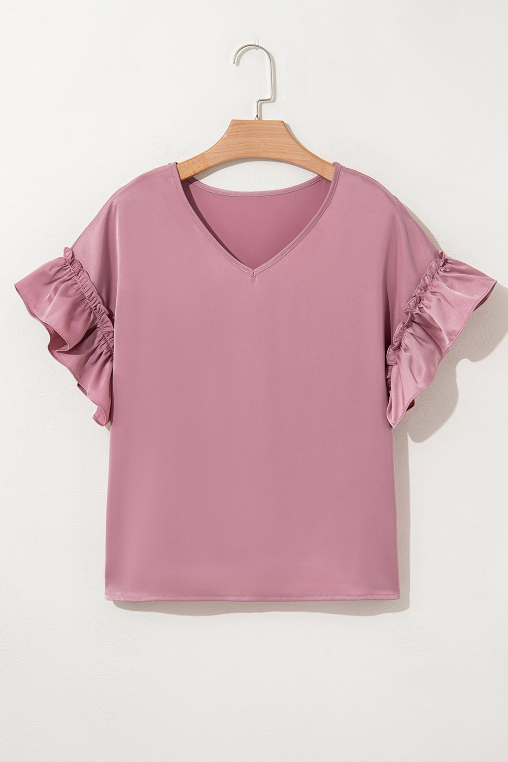 Ruth Satin Ruffle Sleeve Top - Hello Beautiful BoutiqueTops & TeesThreaded Pear
