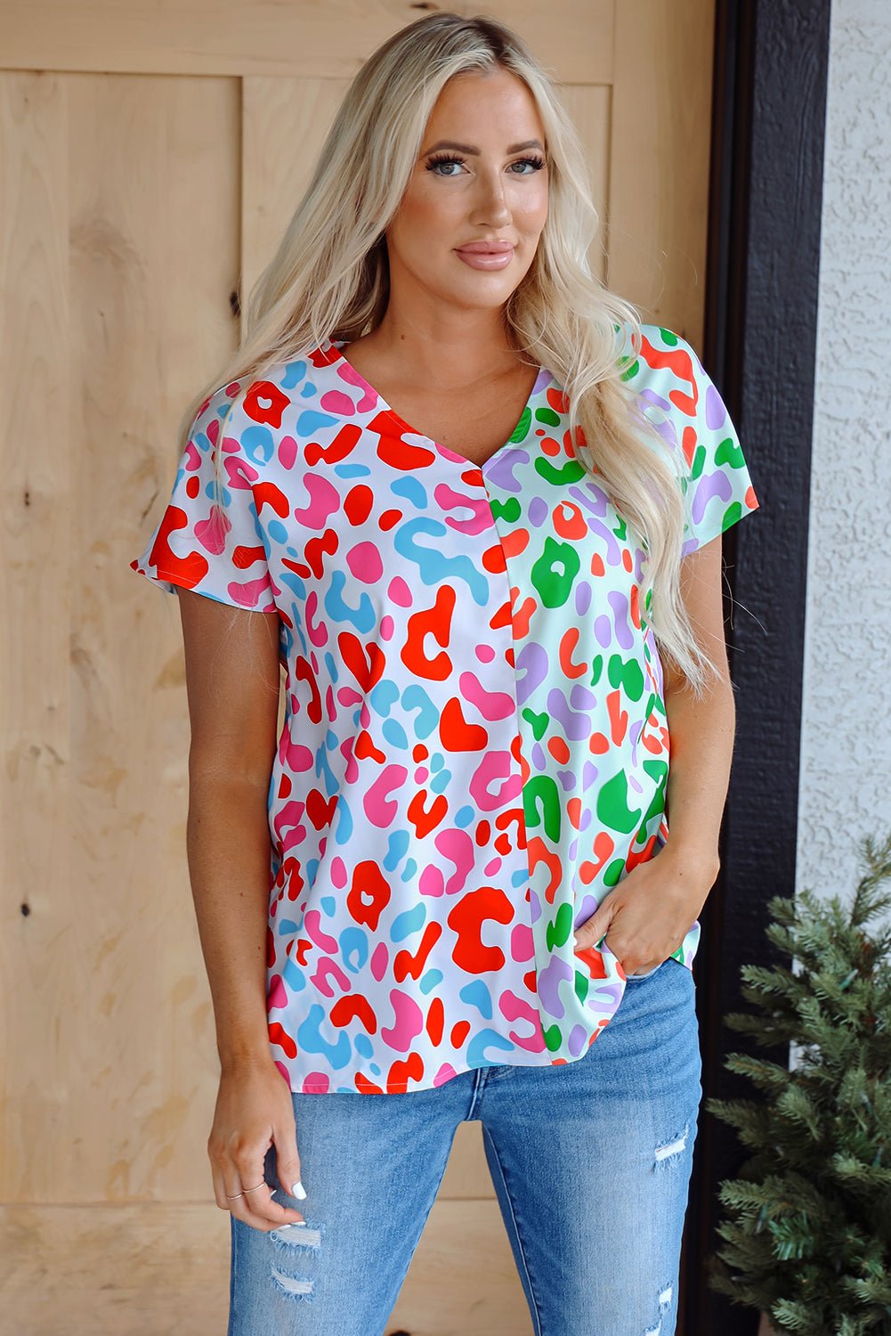 Ruthie Print Short Sleeve Blouse - Hello Beautiful BoutiqueBlouses & ShirtsThreaded Pear