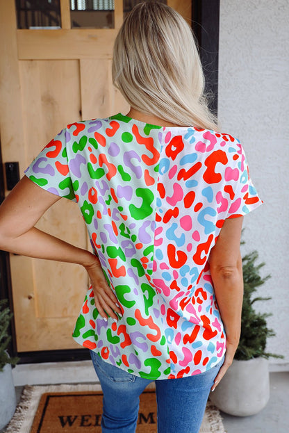 Ruthie Print Short Sleeve Blouse - Hello Beautiful BoutiqueBlouses & ShirtsThreaded Pear