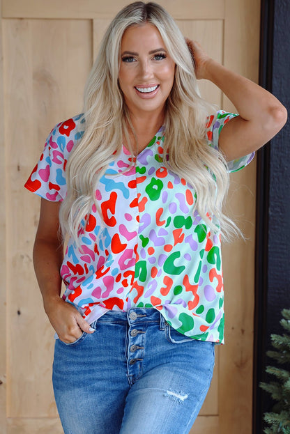 Ruthie Print Short Sleeve Blouse - Hello Beautiful BoutiqueBlouses & ShirtsThreaded Pear
