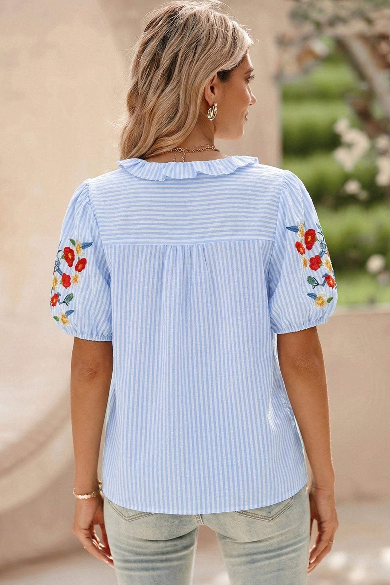 Ruthie Sleeve Ruffle Trim Shirt - Hello Beautiful BoutiqueBlouses & ShirtsThreaded Pear