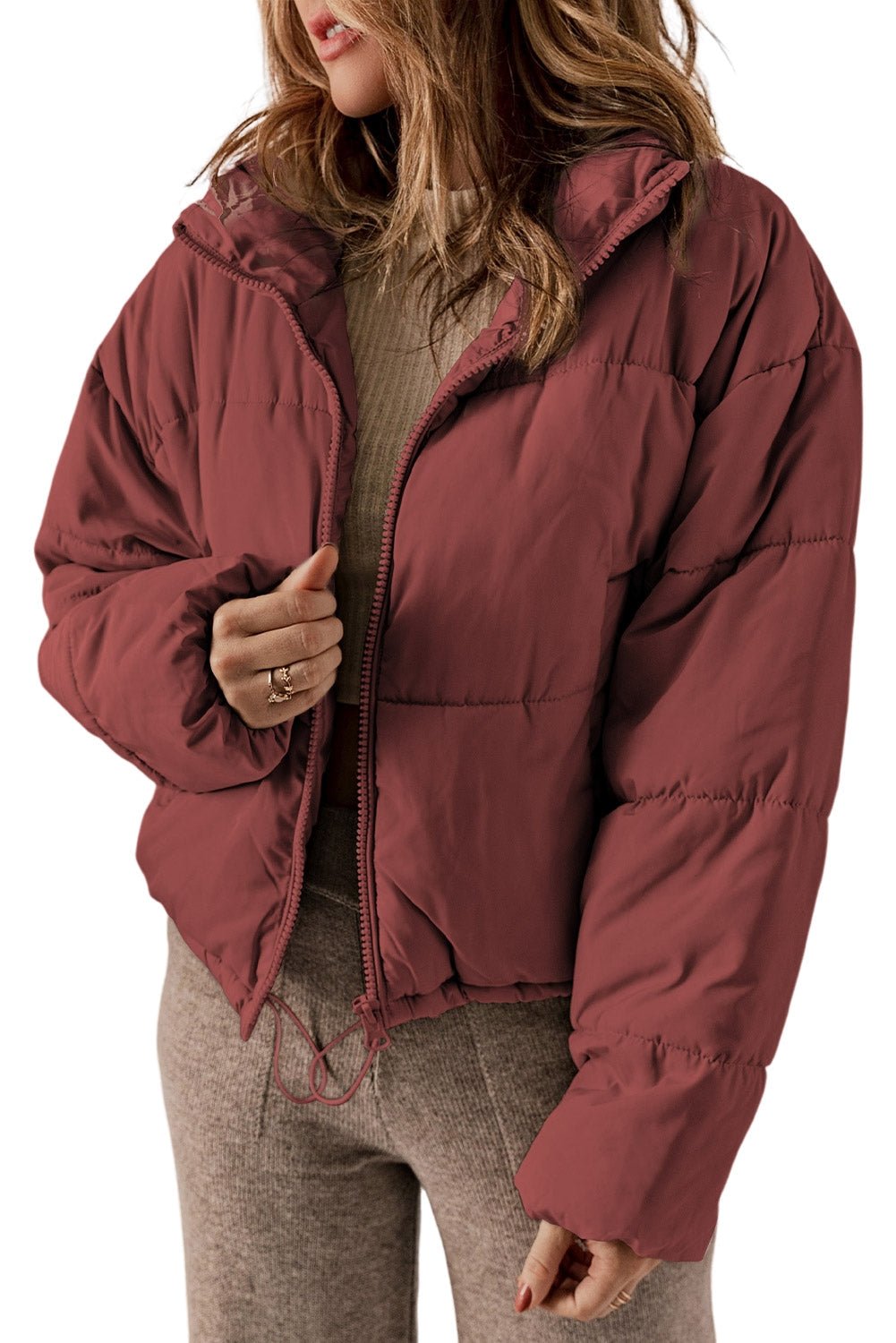 Rylee Drawstring Hem Puffer Jackets - Hello Beautiful BoutiqueJacketsThreaded Pear