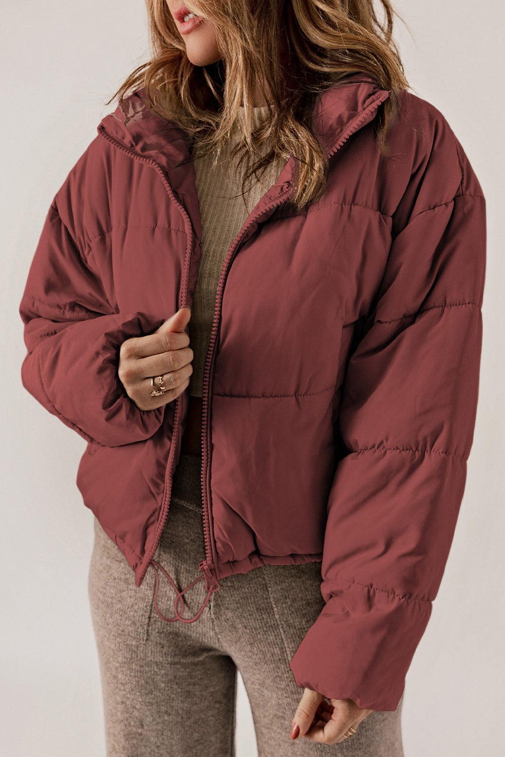 Rylee Drawstring Hem Puffer Jackets - Hello Beautiful BoutiqueJacketsThreaded Pear