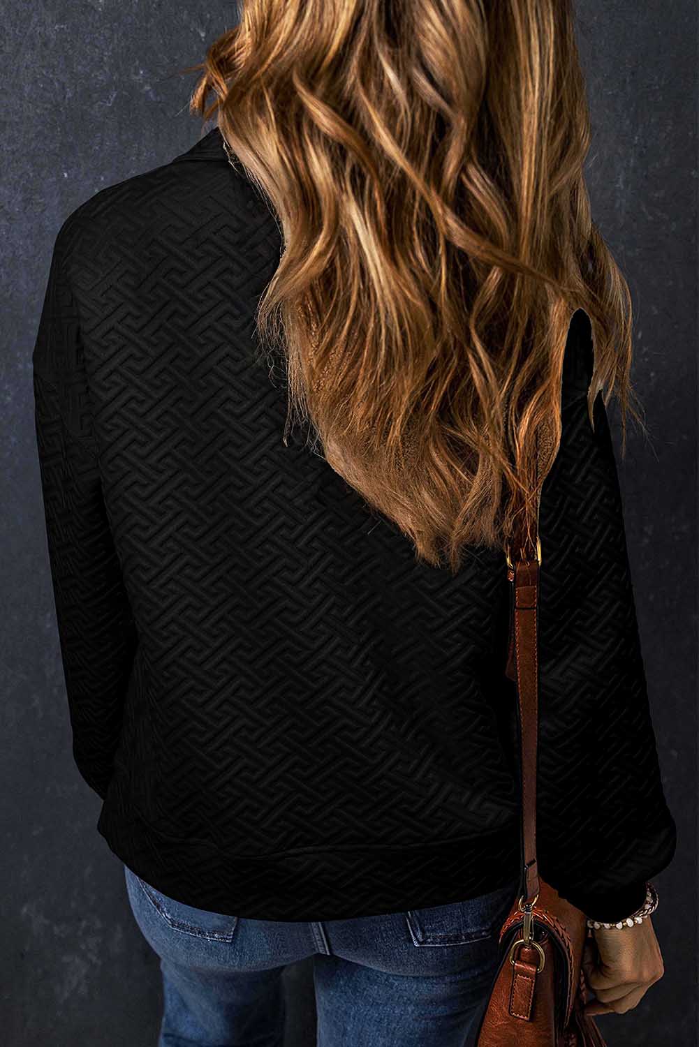 Saige Half Zipper Collared Sweatshirt - Hello Beautiful BoutiqueSweatshirts & HoodiesThreaded Pear