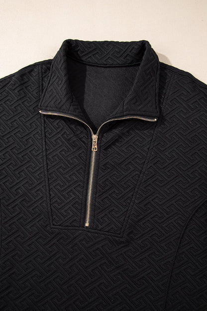 Saige Half Zipper Collared Sweatshirt - Hello Beautiful BoutiqueSweatshirts & HoodiesThreaded Pear