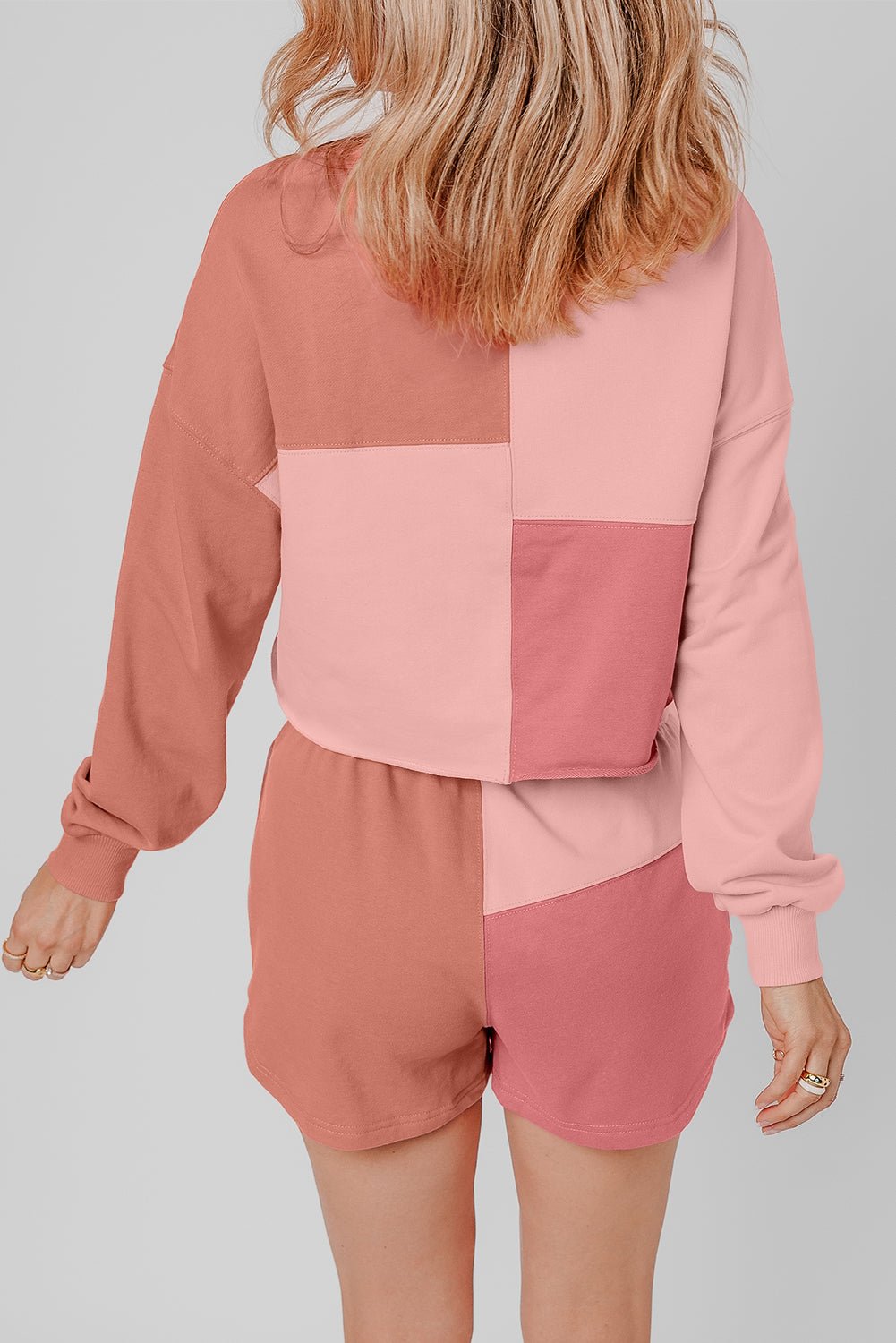 Saige Patchwork Long Sleeve Shorts - Hello Beautiful Boutique20% OFFThreaded Pear