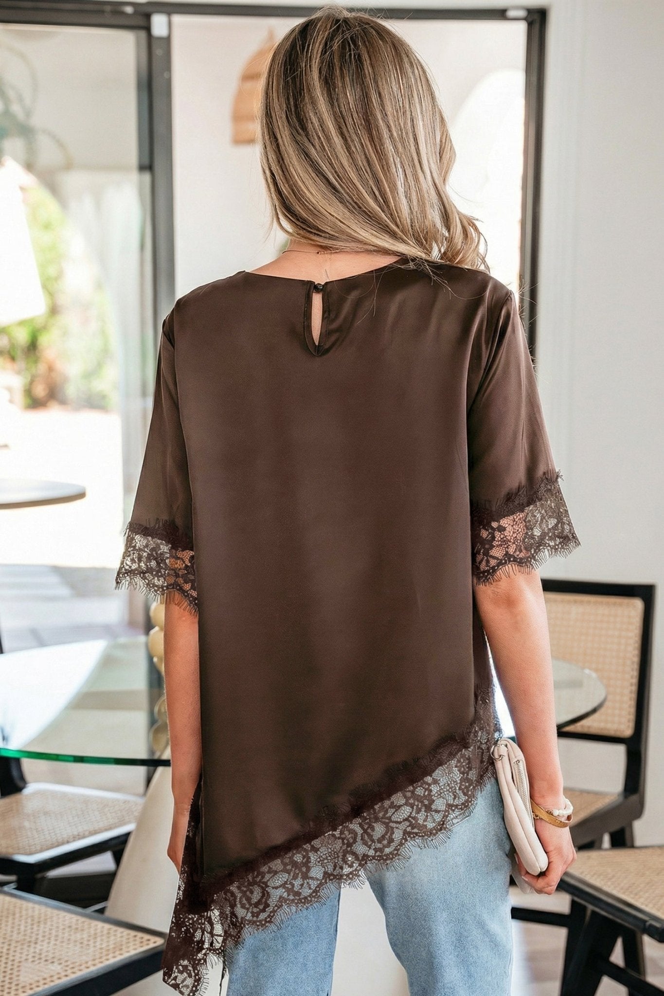 Saige Short Sleeve Satin Top - Hello Beautiful BoutiqueBlouses & ShirtsThreaded Pear