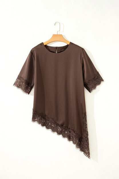 Saige Short Sleeve Satin Top - Hello Beautiful BoutiqueBlouses & ShirtsThreaded Pear