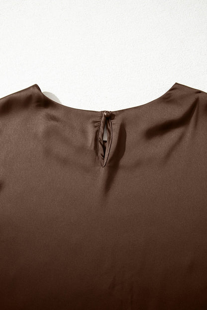 Saige Short Sleeve Satin Top - Hello Beautiful BoutiqueBlouses & ShirtsThreaded Pear