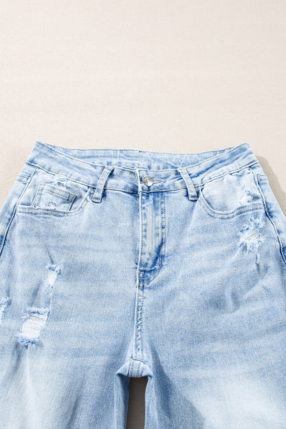 Saige Wash Distressed Straight Jeans - Hello Beautiful BoutiqueJeansThreaded Pear