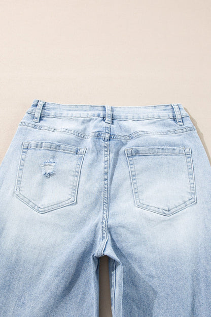 Saige Wash Distressed Straight Jeans - Hello Beautiful BoutiqueJeansThreaded Pear