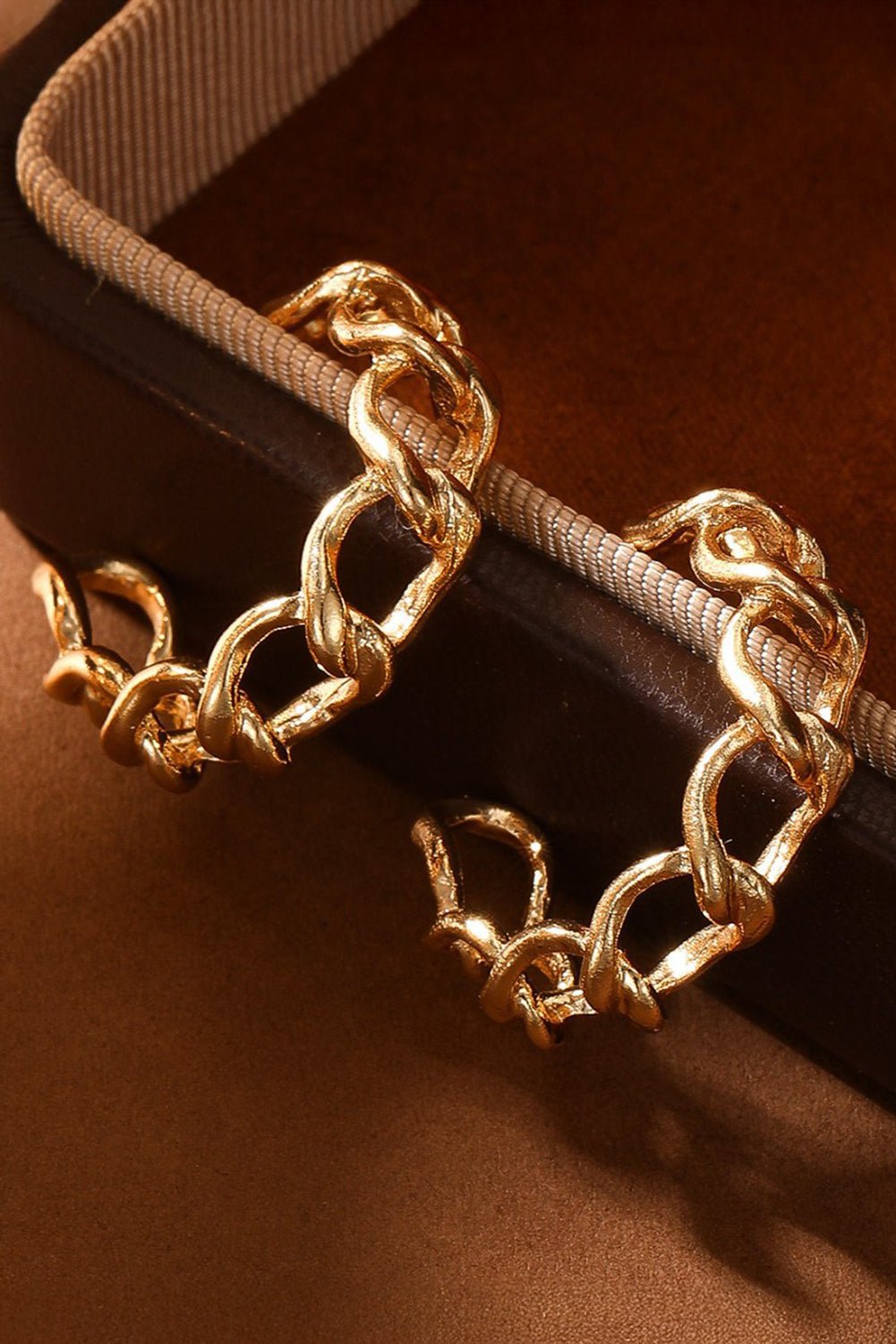 Sara Gold Round Hoop Chain Stud Earrings - Hello Beautiful BoutiqueJewelryThreaded Pear