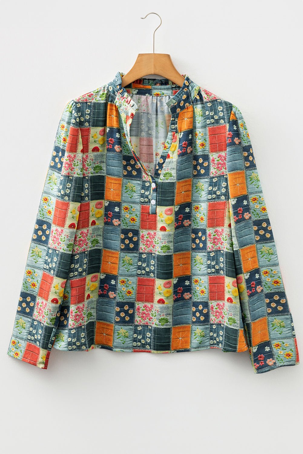 Sarajana Half Placket Collared Blouse - Hello Beautiful BoutiqueBlouses & ShirtsThreaded Pear