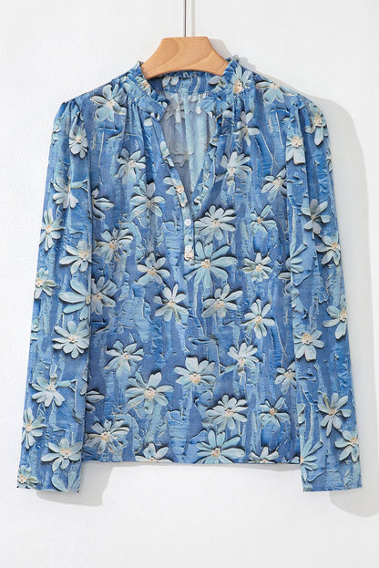 Sarajana Half Placket Collared Blouse - Hello Beautiful BoutiqueBlouses & ShirtsThreaded Pear