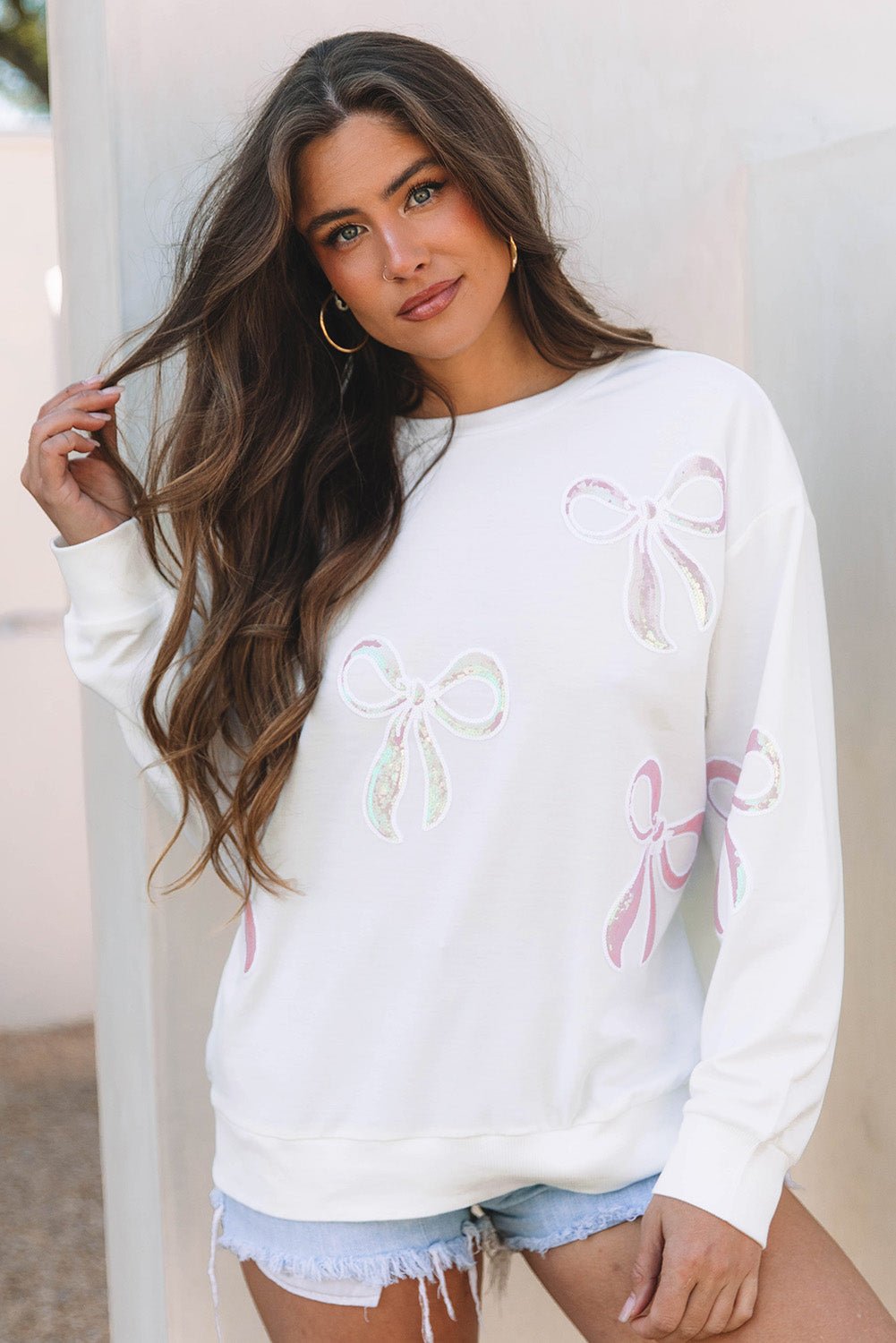 Saratris Drop Shoulder Oversized Sweatshirt - Hello Beautiful BoutiqueSweatshirts & HoodiesThreaded Pear