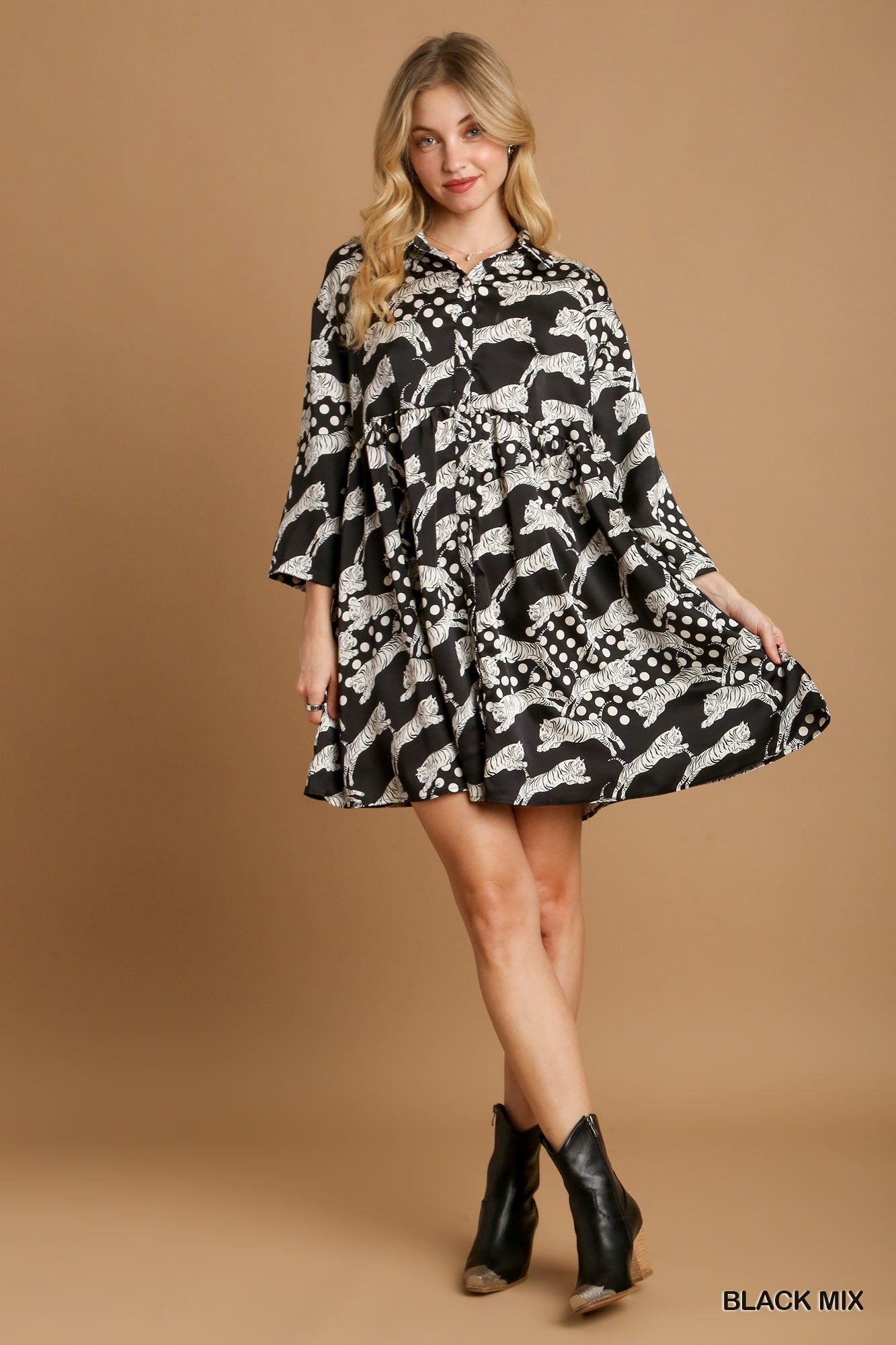 Satin Animal Print Dress K7699 - Hello Beautiful BoutiqueDressUmgee