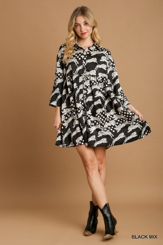 Satin Animal Print Dress K7699 - Hello Beautiful BoutiqueDressUmgee