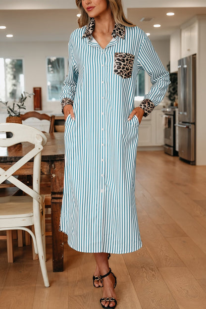 Savannah Contrast Patchwork Long Shirt - Hello Beautiful BoutiqueMaxi DressesThreaded Pear