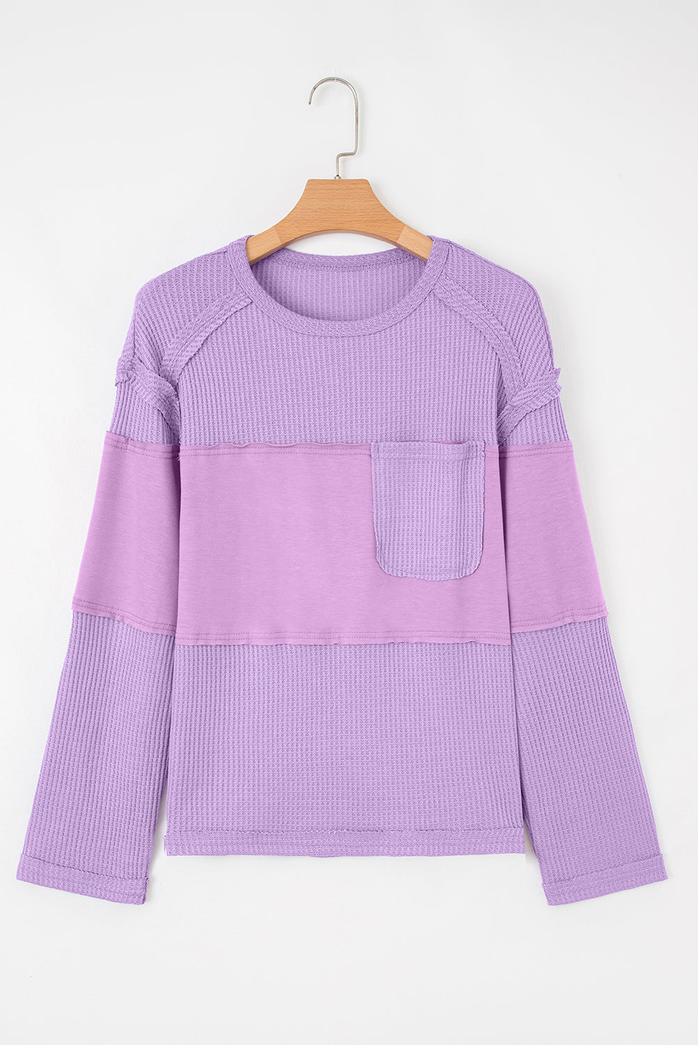 Sawyer Contrast Textured Patchwork Long Sleeve Top - Hello Beautiful BoutiqueLong Sleeve TopsThreaded Pear