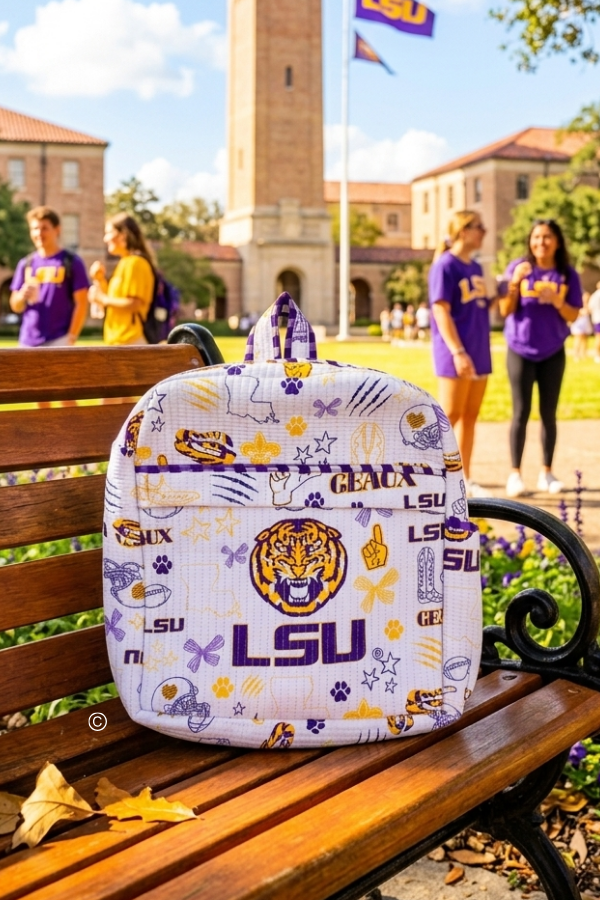 SC - ETA 7/1 - LSU Backpack© - Hello Beautiful BoutiqueWS 640 HandbagsNash Grey Wholesale