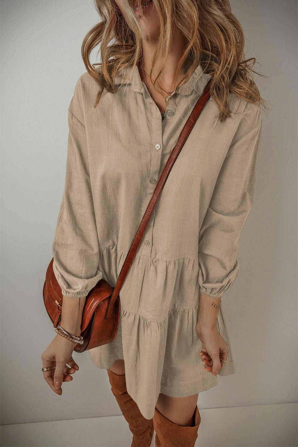 Scarlet Sleeve Tiered Pleated Shirt - Hello Beautiful Boutique20% OFFThreaded Pear
