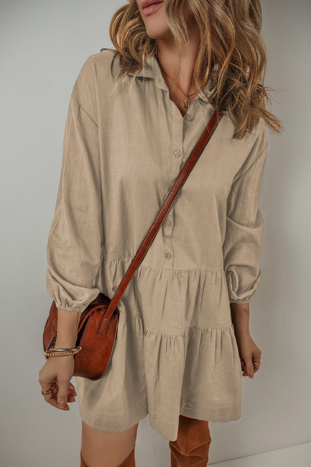 Scarlet Sleeve Tiered Pleated Shirt - Hello Beautiful Boutique20% OFFThreaded Pear