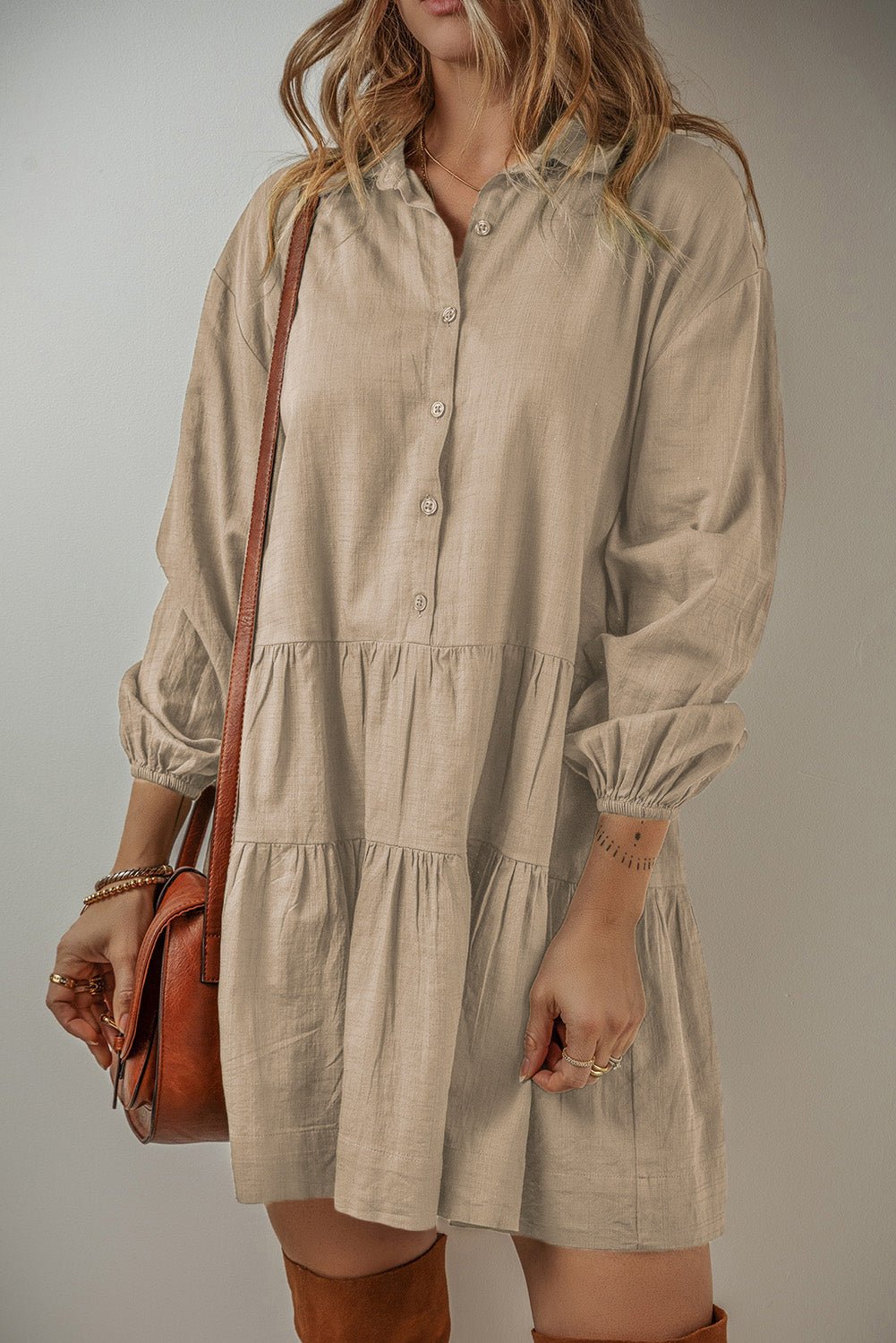 Scarlet Sleeve Tiered Pleated Shirt - Hello Beautiful Boutique20% OFFThreaded Pear