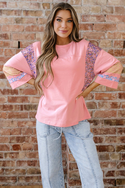 Selene Color Block Patchwork Long Sleeve Top - Hello Beautiful BoutiqueLong Sleeve TopsThreaded Pear