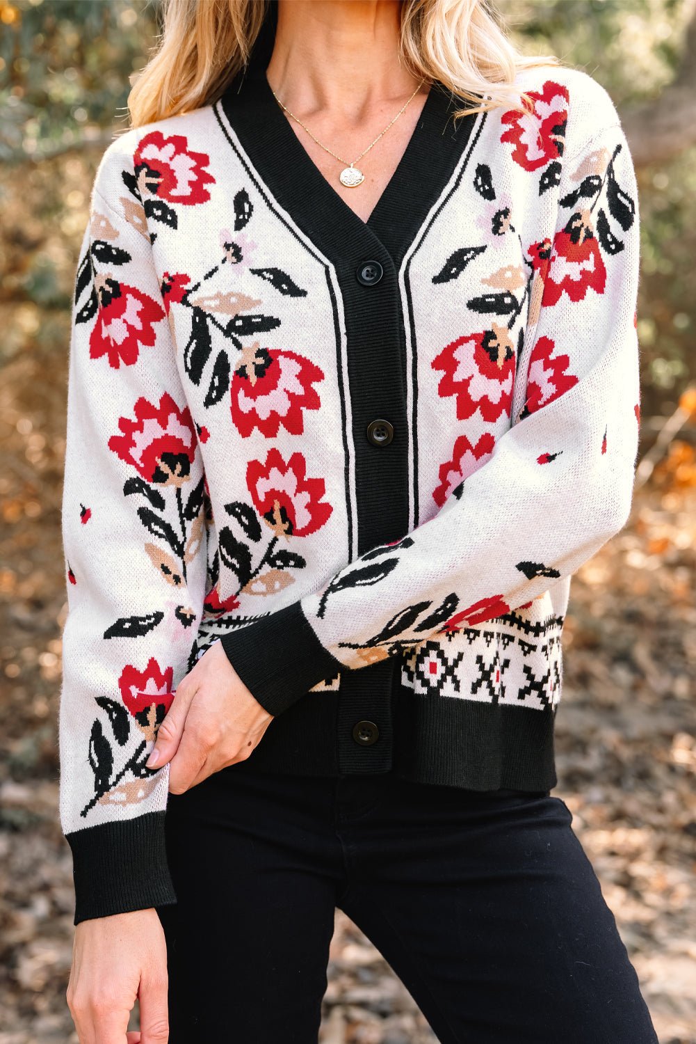 Selene Print Front Knit Cardigan - Hello Beautiful BoutiqueCardigansThreaded Pear