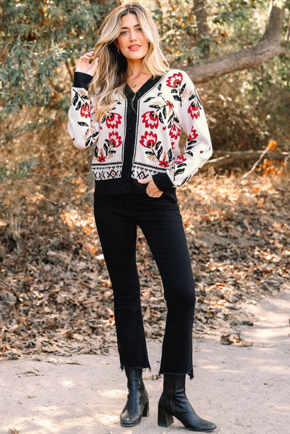 Selene Print Front Knit Cardigan - Hello Beautiful BoutiqueCardigansThreaded Pear