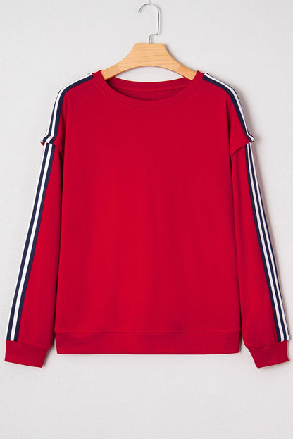 Seramya Striped Detail Varsity Sweatshirt - Hello Beautiful BoutiqueSweatshirts & HoodiesThreaded Pear