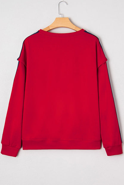 Seramya Striped Detail Varsity Sweatshirt - Hello Beautiful BoutiqueSweatshirts & HoodiesThreaded Pear