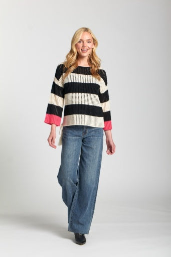 Stripe Modern Crochet Tape Yarn Sweater SW181