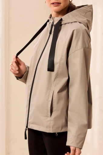 L/S HOODED ZIP FRT COAT-DRY SAND
