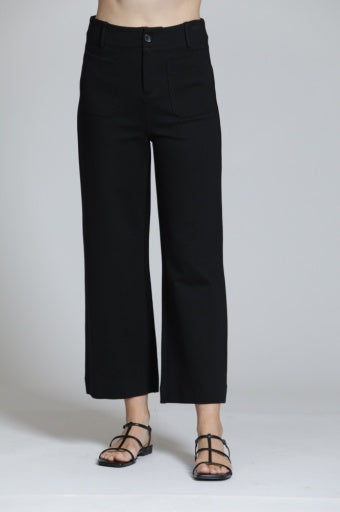 Ponte Cropped Wide Leg Pant W/Patch Pocket E168