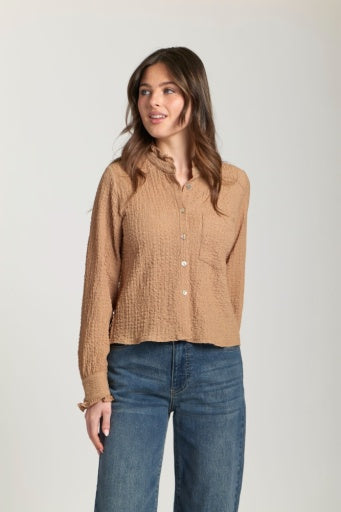 Cropped Check Shirt W/ Ruffle Detail K78