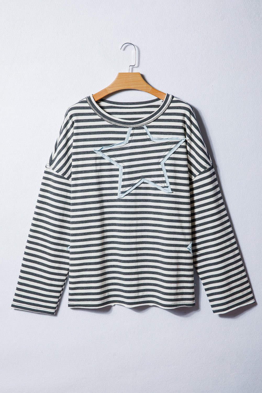 Sevyn Contrast Star Stitched Long Sleeve PLUS Top - Hello Beautiful BoutiquePlus Size Long Sleeve TopsThreaded Pear