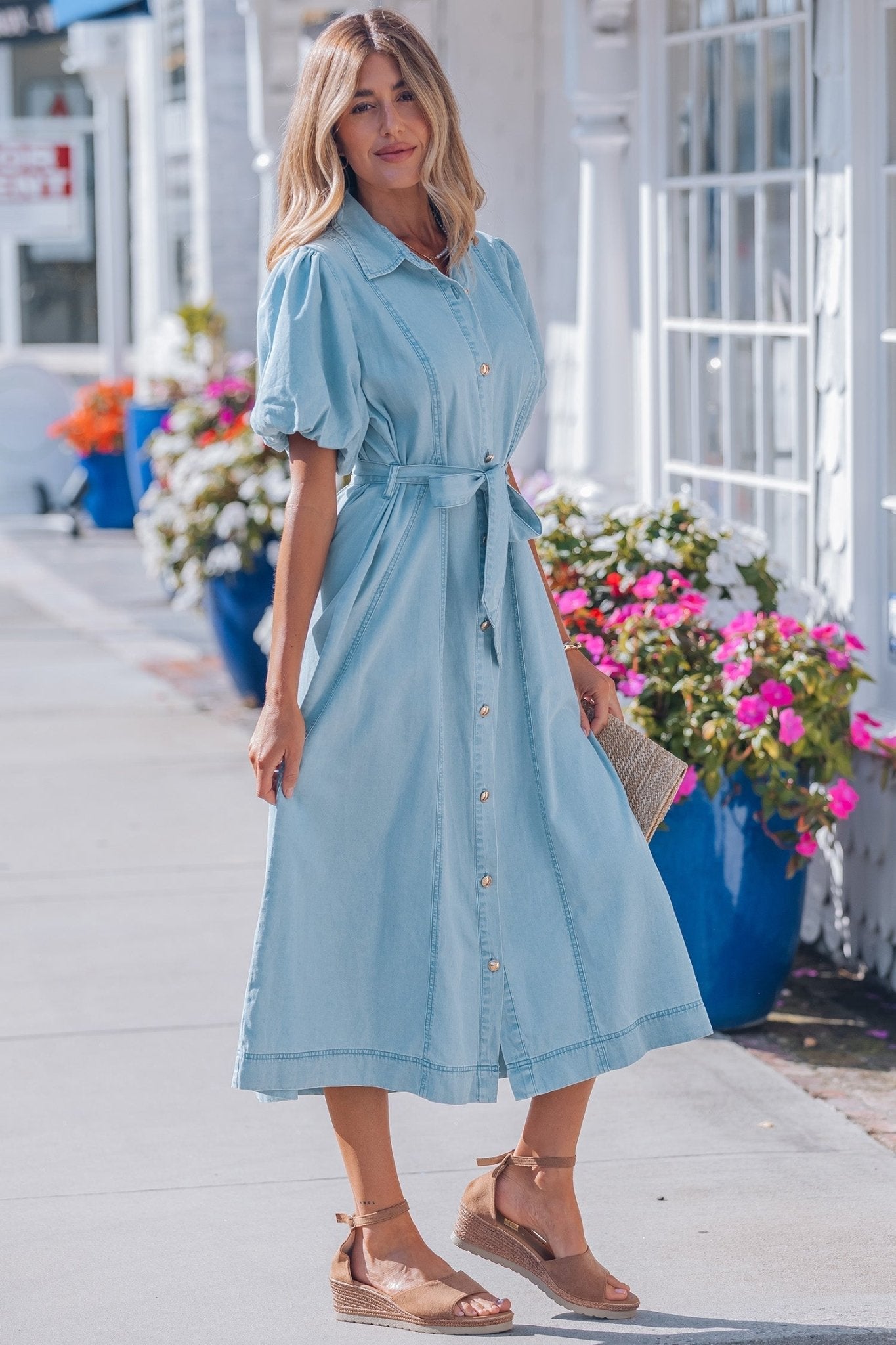 Shiloh Bubble Sleeve Long Dress - Hello Beautiful BoutiqueMidi DressesThreaded Pear