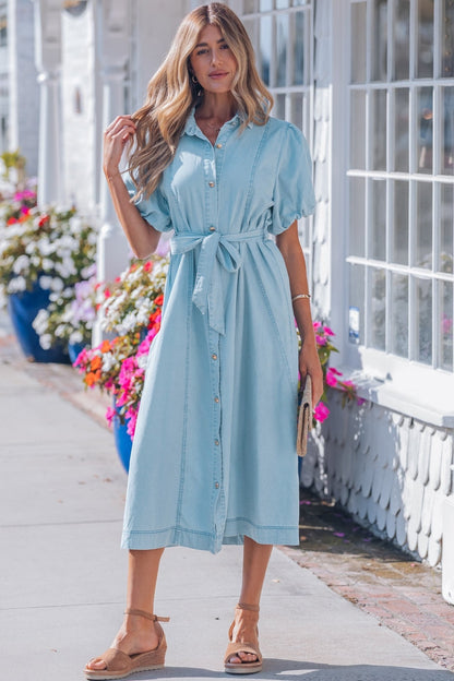Shiloh Bubble Sleeve Long Dress - Hello Beautiful BoutiqueMidi DressesThreaded Pear