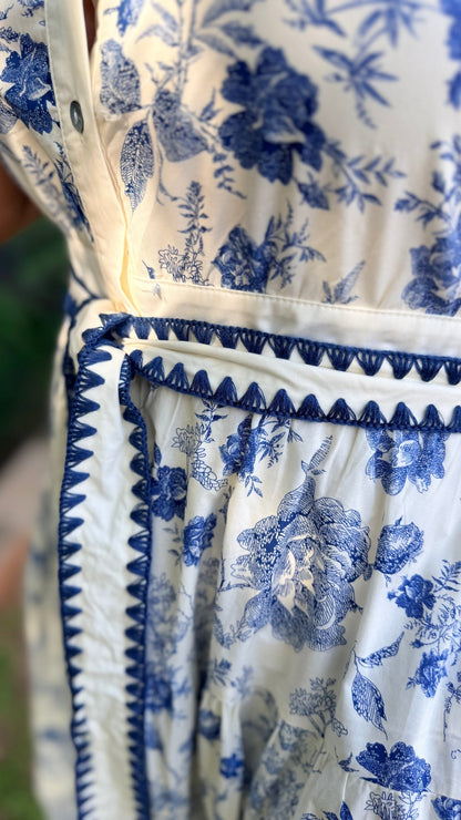 Short Sleeve Button Down Tiered Floral Midi Dress with Waist Tie - Hello Beautiful BoutiqueDressJodifl