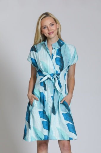 Short Sleeve Shirt Dress with Self Tie - Hello Beautiful BoutiqueDressAPNY