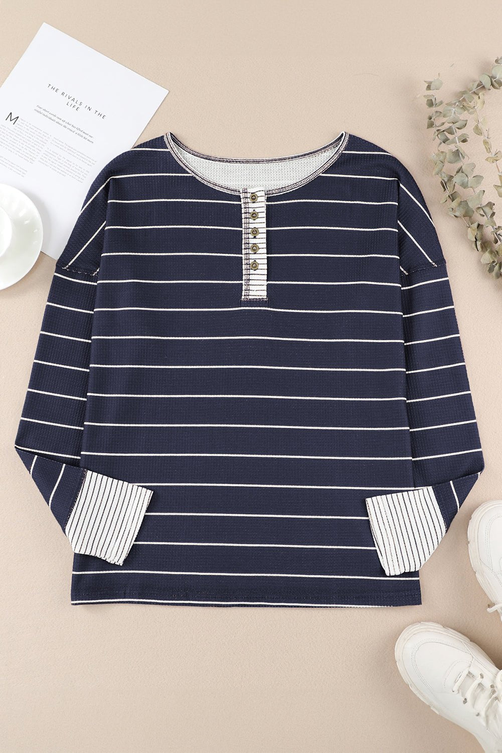 Simone Henley Waffle Knit Top - Hello Beautiful BoutiqueBlouses & ShirtsThreaded Pear