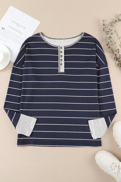Simone Henley Waffle Knit Top - Hello Beautiful BoutiqueBlouses & ShirtsThreaded Pear