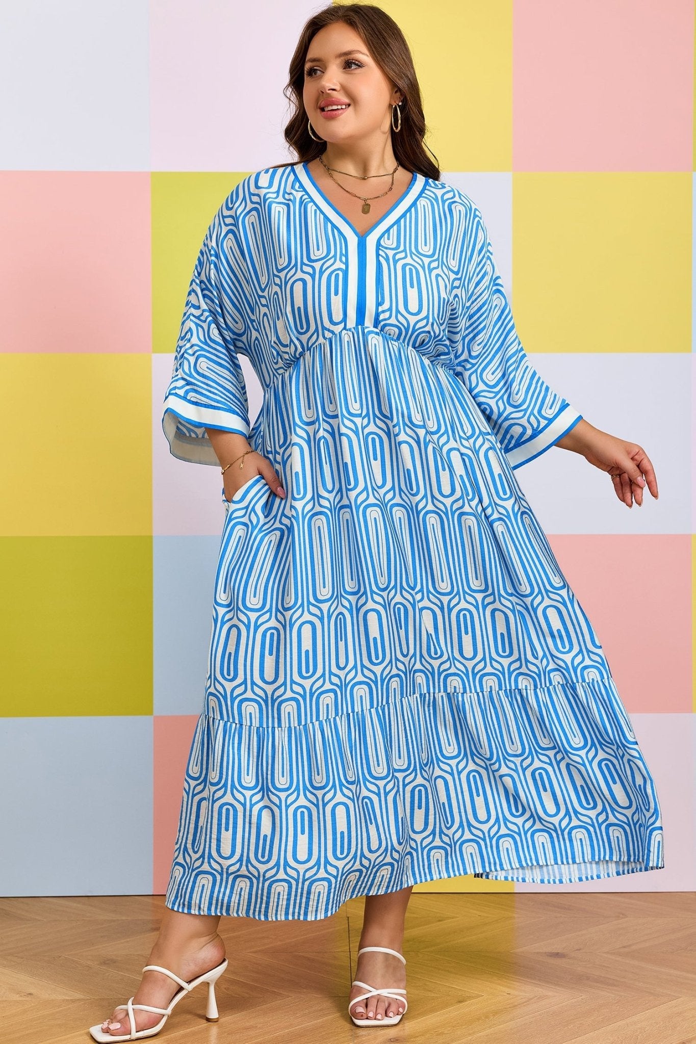 Siya Bracelet Sleeve Long PLUS Dress - Hello Beautiful BoutiquePlus Size Maxi DressesThreaded Pear